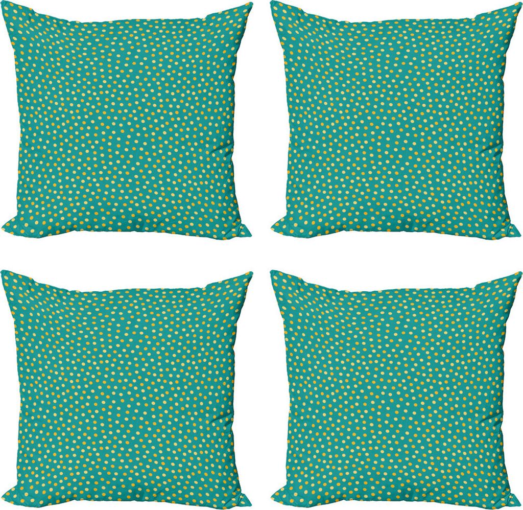 ABAKUHAUS Tupfen Kissenbezug Set (4 Stück), Retro Design, Moderner Doppelseitiger Digitaldruck, 50 cm x 50 cm, Blasse Orange Senf