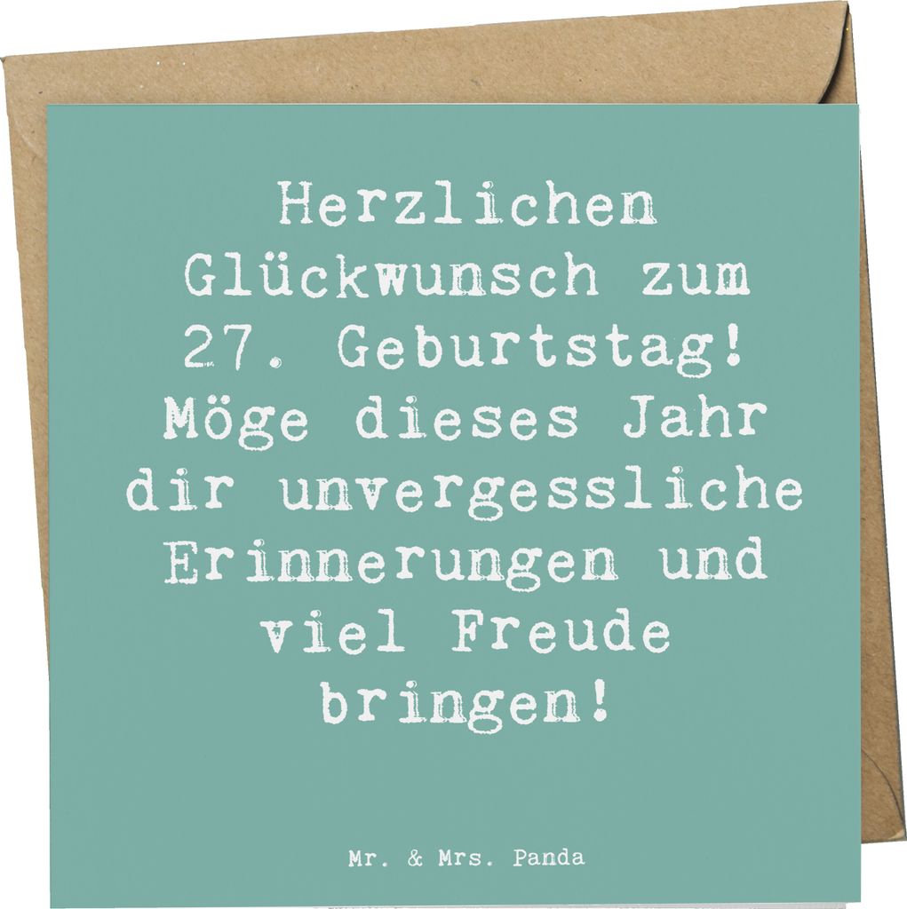 Mr. & Mrs. Panda Grußkarte Spruch 27. Geburtstag - Produktbild 