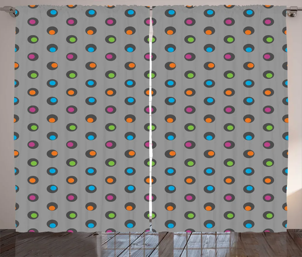 Rideau de Chambre à Fronces Motif Cercles Géométriques 280 x 225 cm