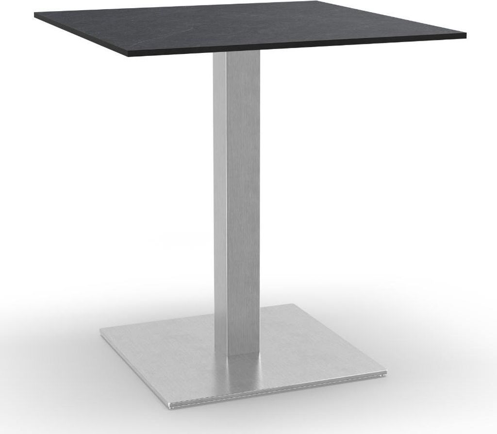 Bistrotisch HPL Outdoor Compact Premium | 70x70 cm Grafit Schiefer | Edelstahl-Gestell 50x50 cm | Germany