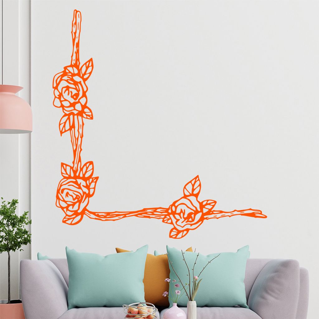 Rose - Pflanzen Wandtattoo in 6 Größen - Wandaufkleber Wall Sticker - Dekoration, Küche, Wohnzimmer, Schlafzimmer, Badezimmer