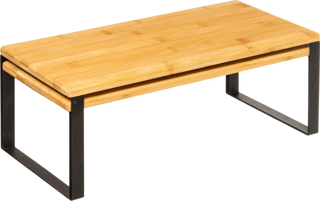 5 Five Simply Smart Nera: Set 2 Ripiani Allungabili in Bambù per Cucina