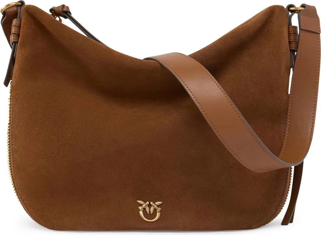 Sac à épaule chic pour le travail et les sorties en cuir brun PINKO