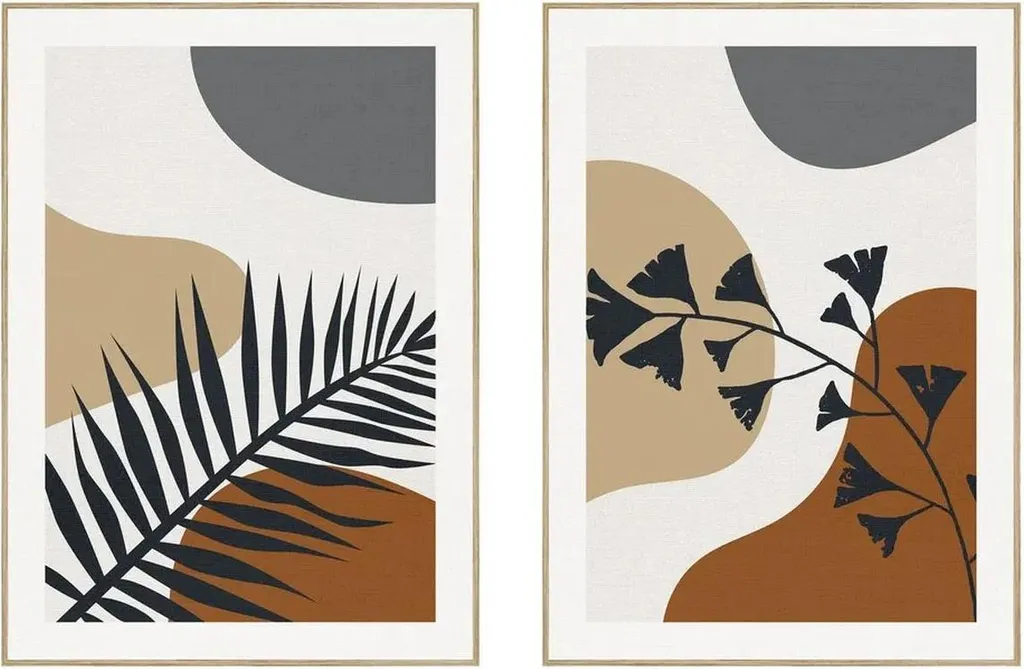 Déco salon : Tableau diptyque coloré 51x71 cm - Set de 2 cadres sur toile