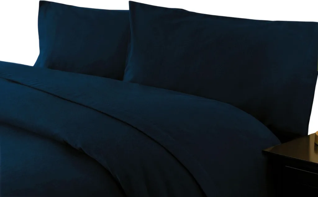 Drap plat pour lit double en pur coton peigné supérieur bleu marine