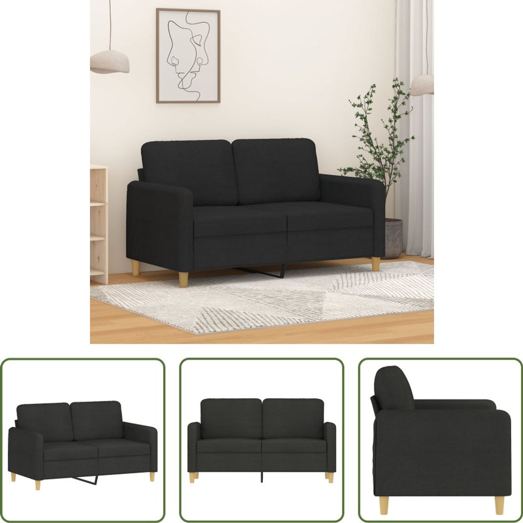 The Living Store 2-Sitzer-Sofa Schwarz 120 cm Stoff
