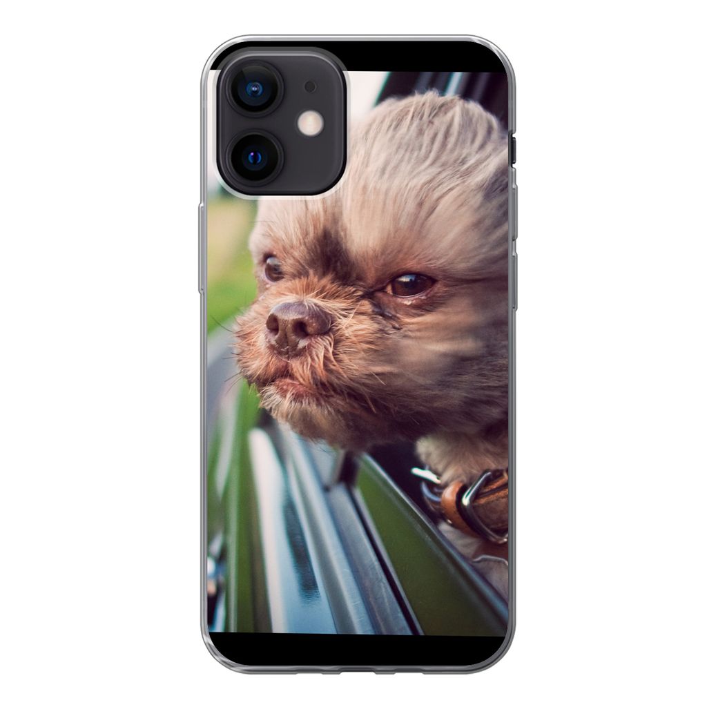 MuchoWow Handyhülle Schutzhülle Hülle für iPhone 12 Hund - Auto - Tier Silikon Softcase Handy Hülle - Schutzhülle