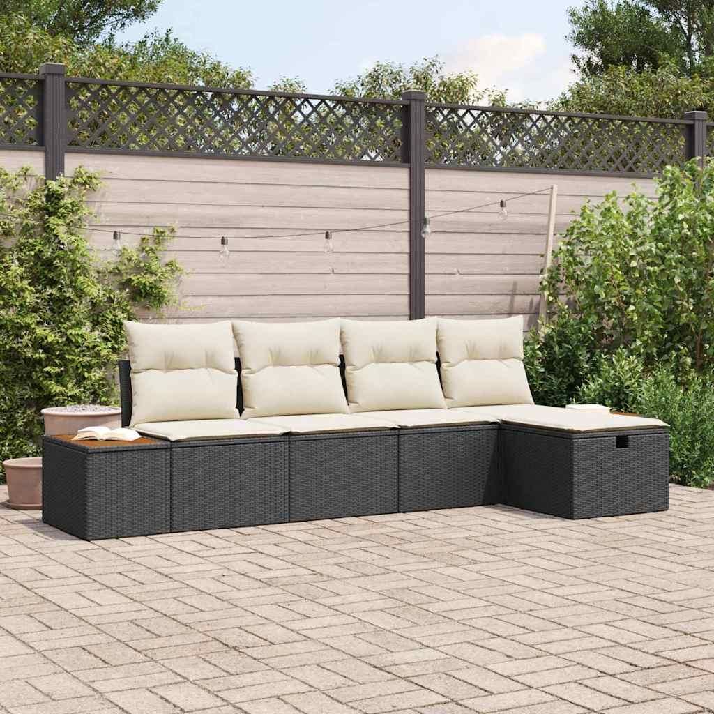 Maison Exclusive - Gartensofa-set mit Kissen 5 pcs Schwarz Poly-Rattan
