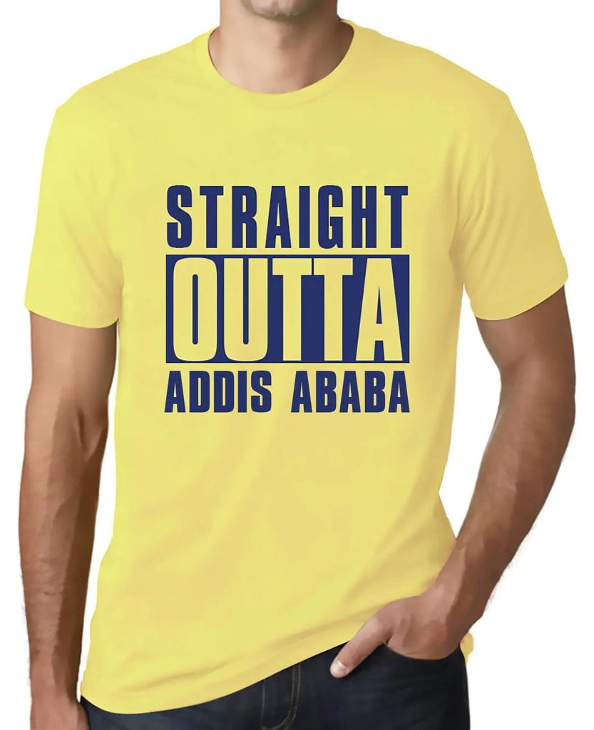 Herren Grafik T-Shirt Direkt aus Addis Abeba – Straight Outta Addis Ababa – Öko-Verantwortlich Vintage Jahrgang Kurzarm Lustige Druck Geburtstag