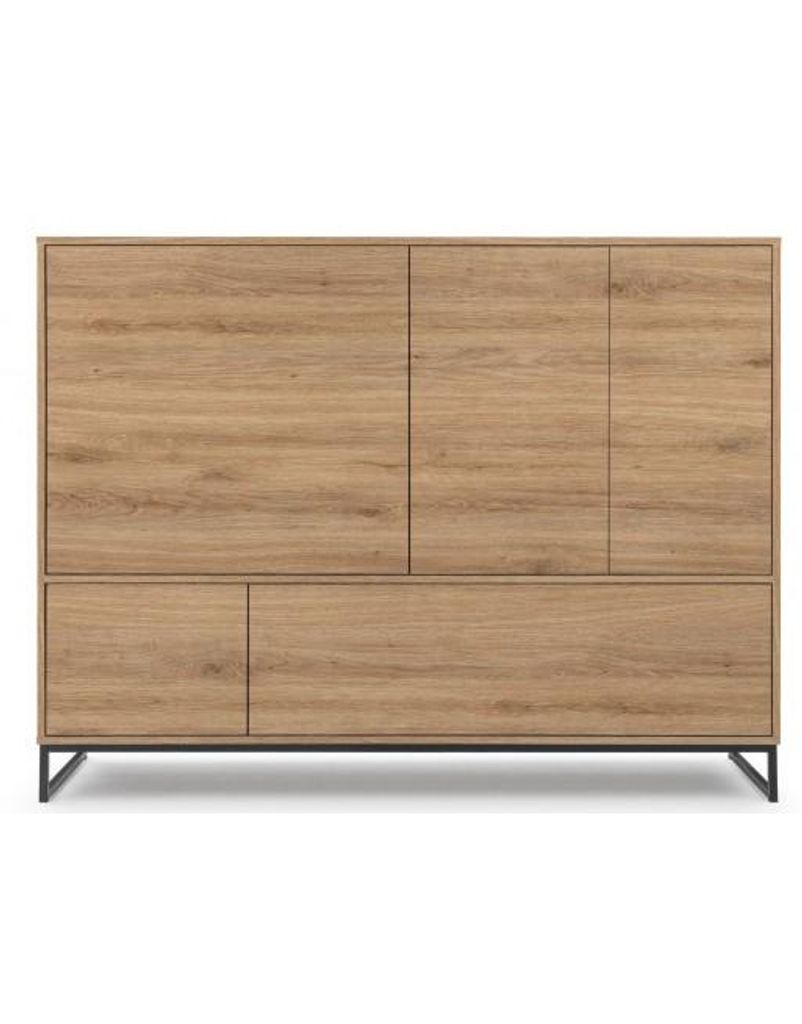 KLICKMOEBEL Kommode 160x120x45 Wild-Eiche GENUA – Moderne Anrichte, Push-to-Open, minimalistisches Design - viel Stauraum