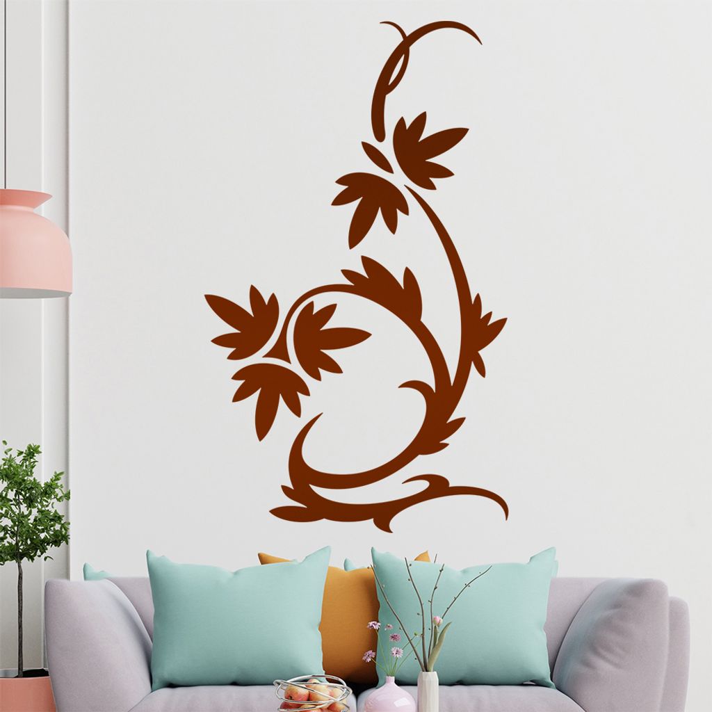 Blätter - Linien Wandtattoo in 6 Größen - Wandaufkleber Wall Sticker - Dekoration, Küche, Wohnzimmer, Schlafzimmer, Badezimmer