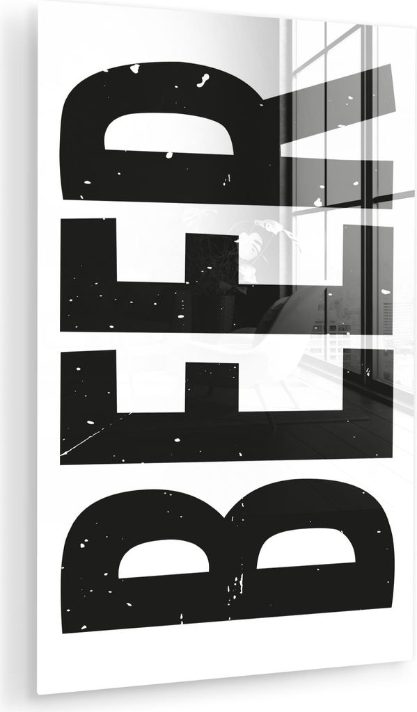 MuchoWow Glasbilder - Bilder auf Wandbild - Foto auf Glas Bier - Japandi - Dekoration - Schwarz 40x60 cm Wanddekoration aus Glas - Acrylglasbild - ...