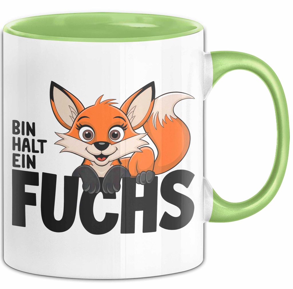 Fuchs Tierliebhaber Tasse Geschenk Lustige Geschenkidee Spruch Bin Halt Ein Fuchs (Grün)