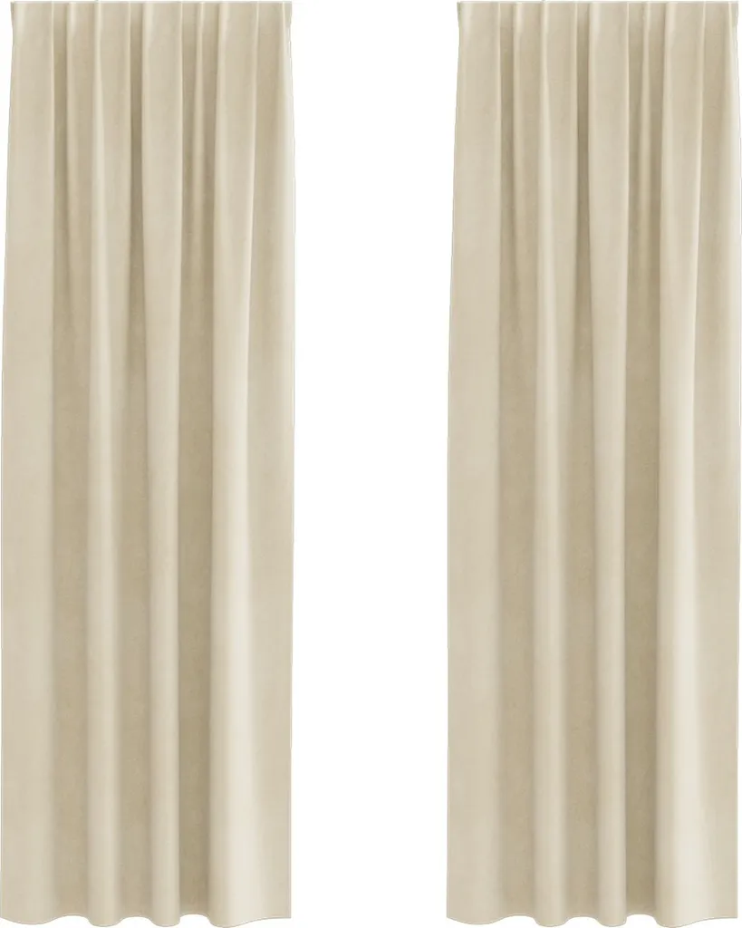 Offerta Tende Velluto Crema DesignMöbel New - 2 Pezzi Oscuranti