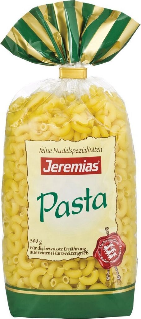 Jeremias Pasta Hörnchen Nudeln aus Hartweizengriess ohne Ei Produktbild 