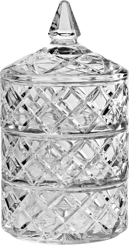 Keksdose 4 tlg. Diamond Imperial 23 cm, aus Bleikristall