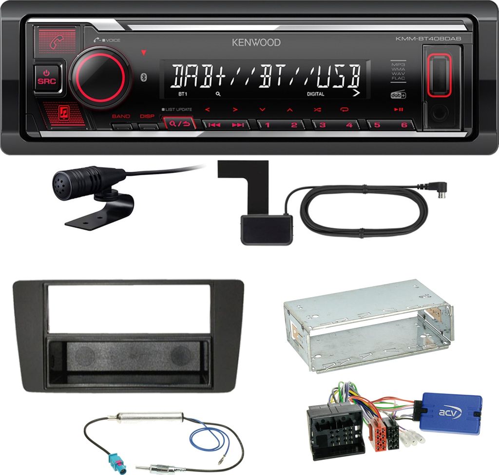 Kenwood KMM-BT408DAB Bluetooth DAB USB Einbauset für Skoda Yeti 5L Octavia 2