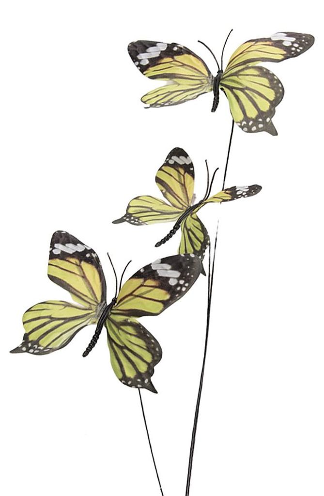 Clayre & Eef Dekoration Ast Schmetterling 10x10x65 cm Grün Textil