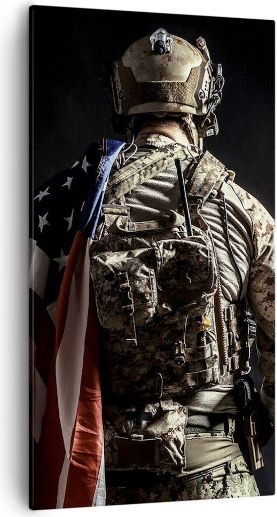 Bild auf Leinwand - Leinwandbild - Soldat Armee - 55x100cm - Wand Bild - Wanddeko - Wandbilder - Leinwanddruck - Bilder - Kunstdruck - Wanddekorati...