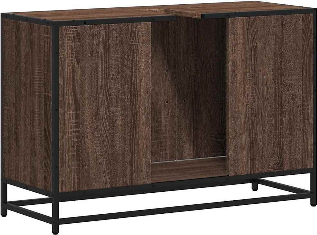Waschbeckenunterschrank Braun Eichen-Optik 90x33x60 cm
