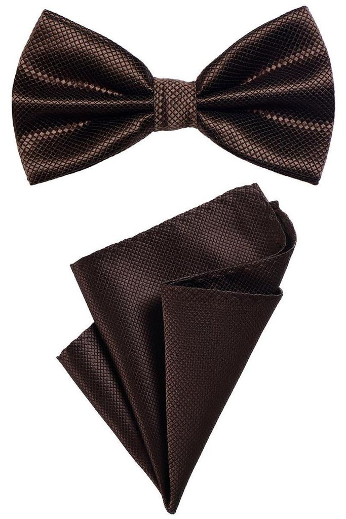 DonDon 2er Set Herren Fliege und Einstecktuch farblich Produktbild 