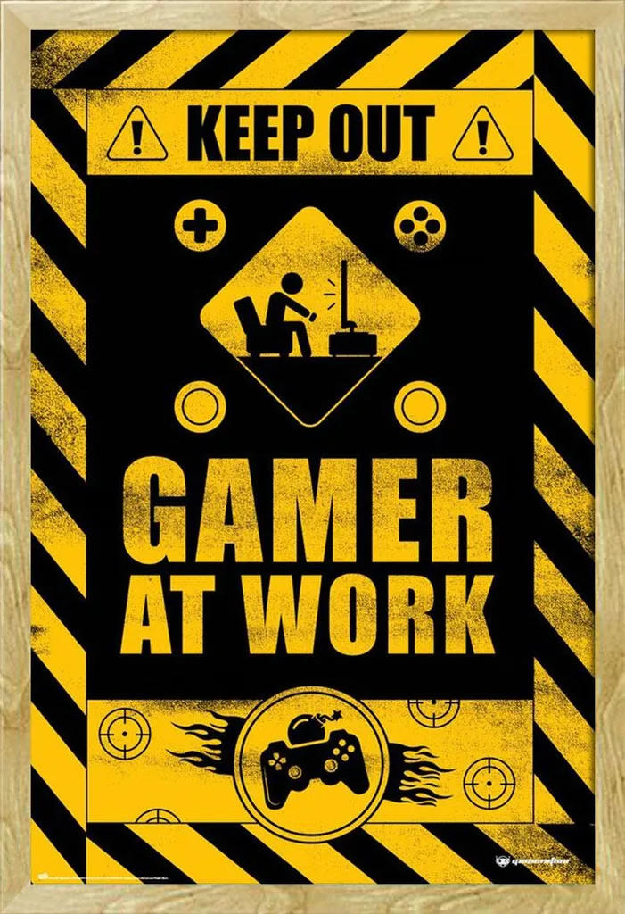 Cadre Déco Gamer at Work avec Affiche Gameration en Bois Hêtre et Vitre