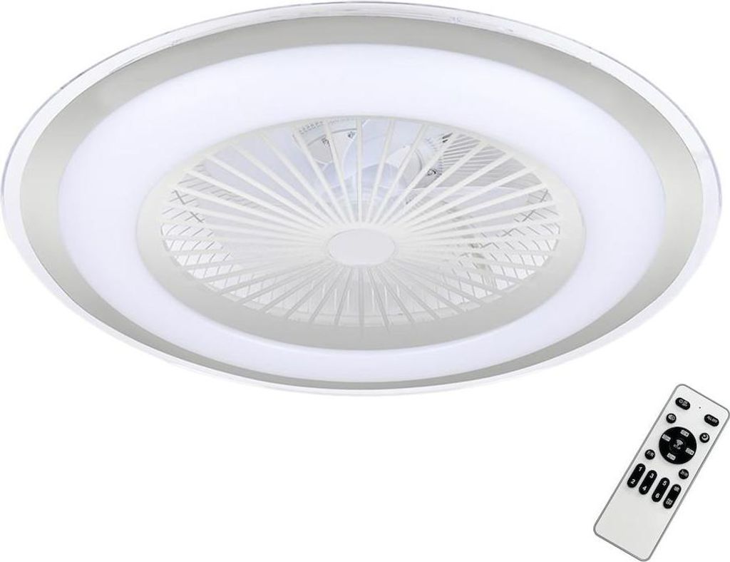 Stropní ventilátor kulatý Ø60cm stříbrný/bílý LED 48W Obrázek produktu 