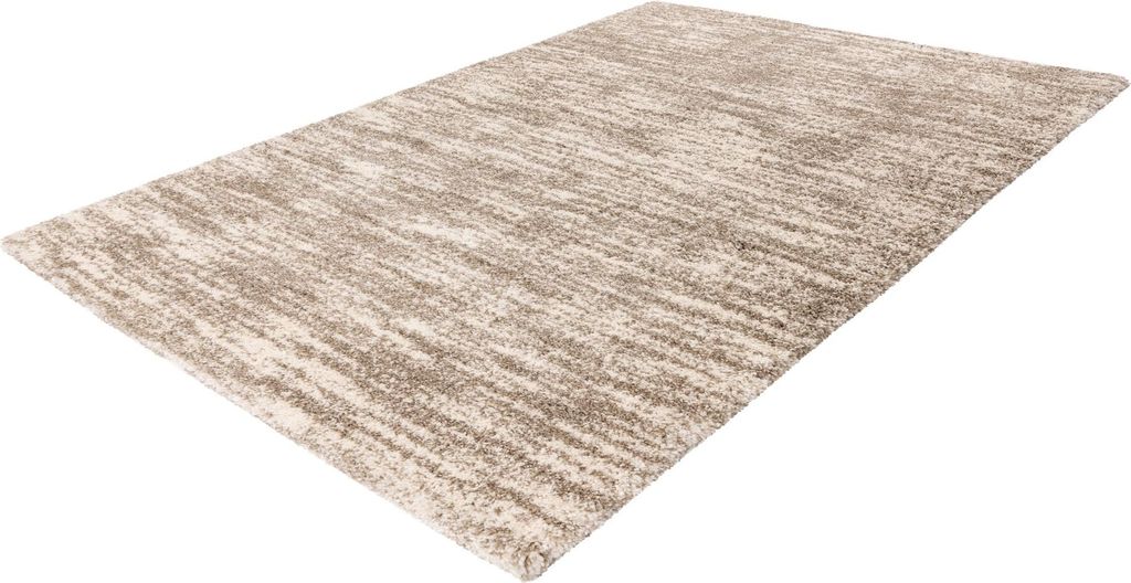 Pierre Cardin Shaggy Teppich Mirage 120x170 cm Beige, Hochflor, Modern Gestreift, Weich und Pflegeleicht