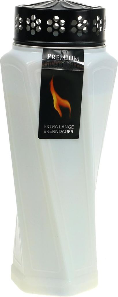 Elegantes Kunststoff Grablicht mit Schutzkappe und langer Produktbild 