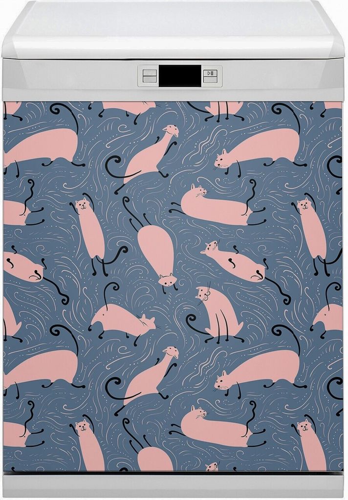 Magnet für Spülmaschine Abwaschbar 60x80 cm Magnet für Spülmaschine Magnetmatte Nachbildung - Katzen mit Cartoons