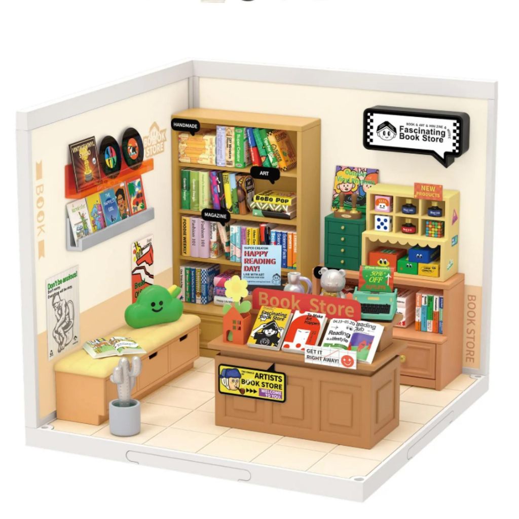 FORSMANO 3D Kunststoff Puzzle Buchladen DIY Haus, mit 108 Puzzleteilen, Kreativer Modellbausatz für Erwachsene & Jugendliche, Bauset für Sammler