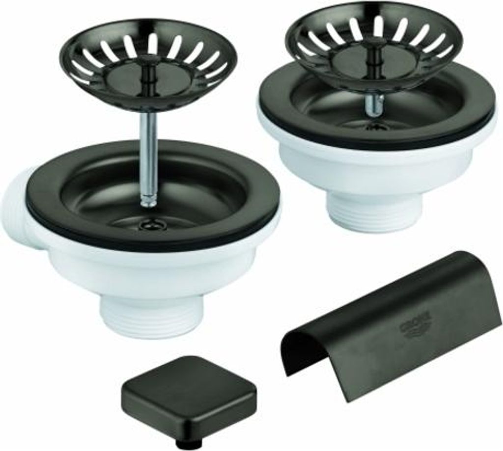 GROHE Ablaufgarnitur, mit Exzenter, für Küchenspülen mit 2 Becken, mit Abdeckelement, 40999AL0