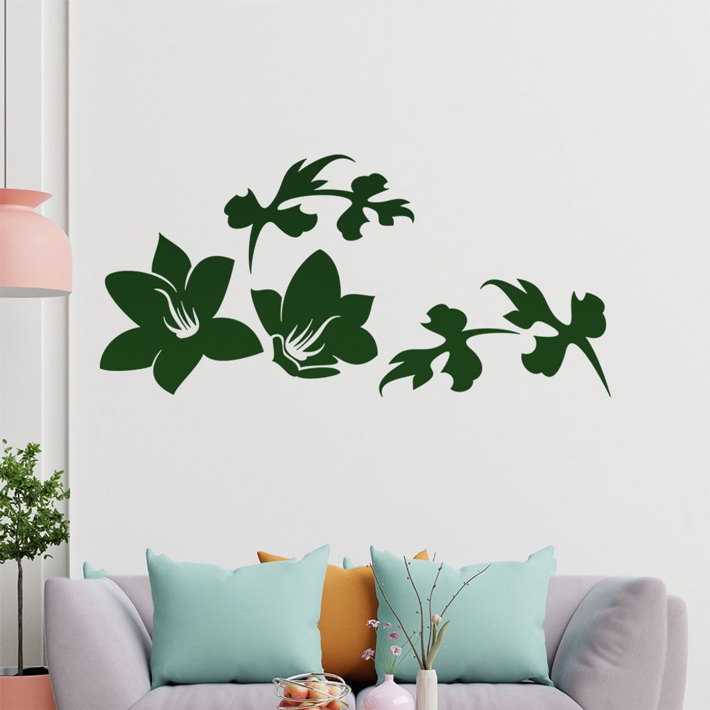 Blume - Linien Wandtattoo in 6 Größen - Wandaufkleber Wall Sticker - Dekoration, Küche, Wohnzimmer, Schlafzimmer, Badezimmer
