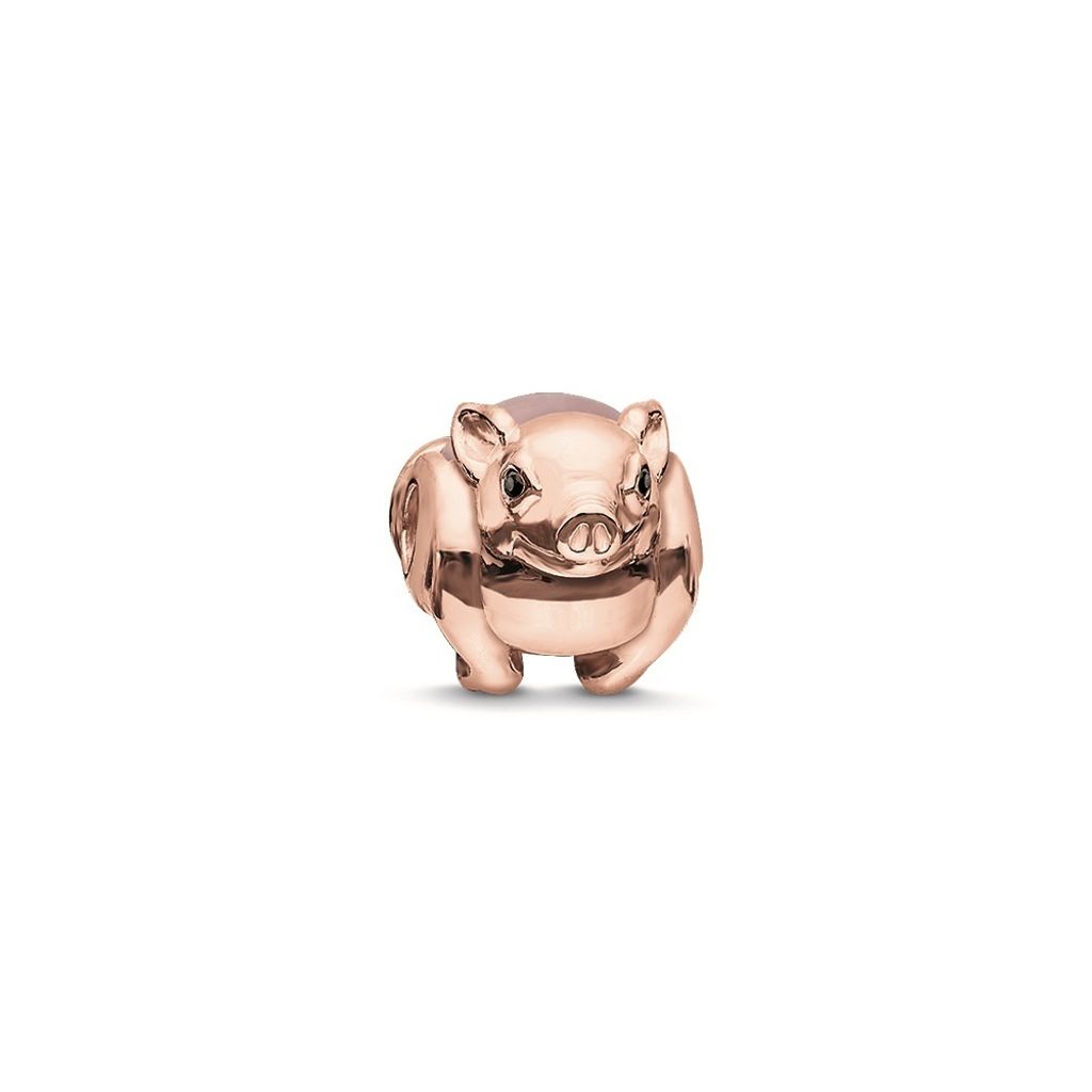 Thomas Sabo Damen Bead 925 Silber Rosegold/Rosa Schweinchen K0197-417-9