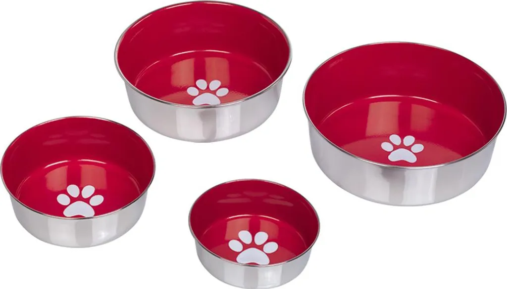Écuelle Inox Heavy Paw Antidérapante Rouge 2,7 L pour Grands Chiens