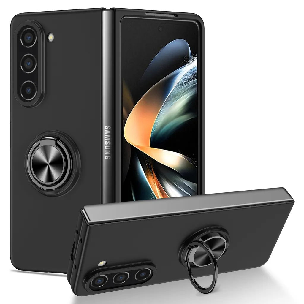 Custodia Per Galaxy Z Fold7, Leggera, Ultrasottile, Con Protezione Schermo Integrata E Anello Rotante (nero)