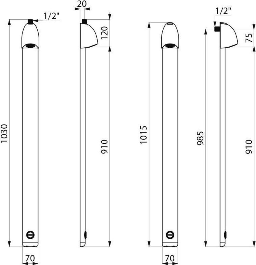 Delabie DU-Elem. SPORTING 2 G1/2B Alu anod.,Selbstschl.Vent. 30 Sek.