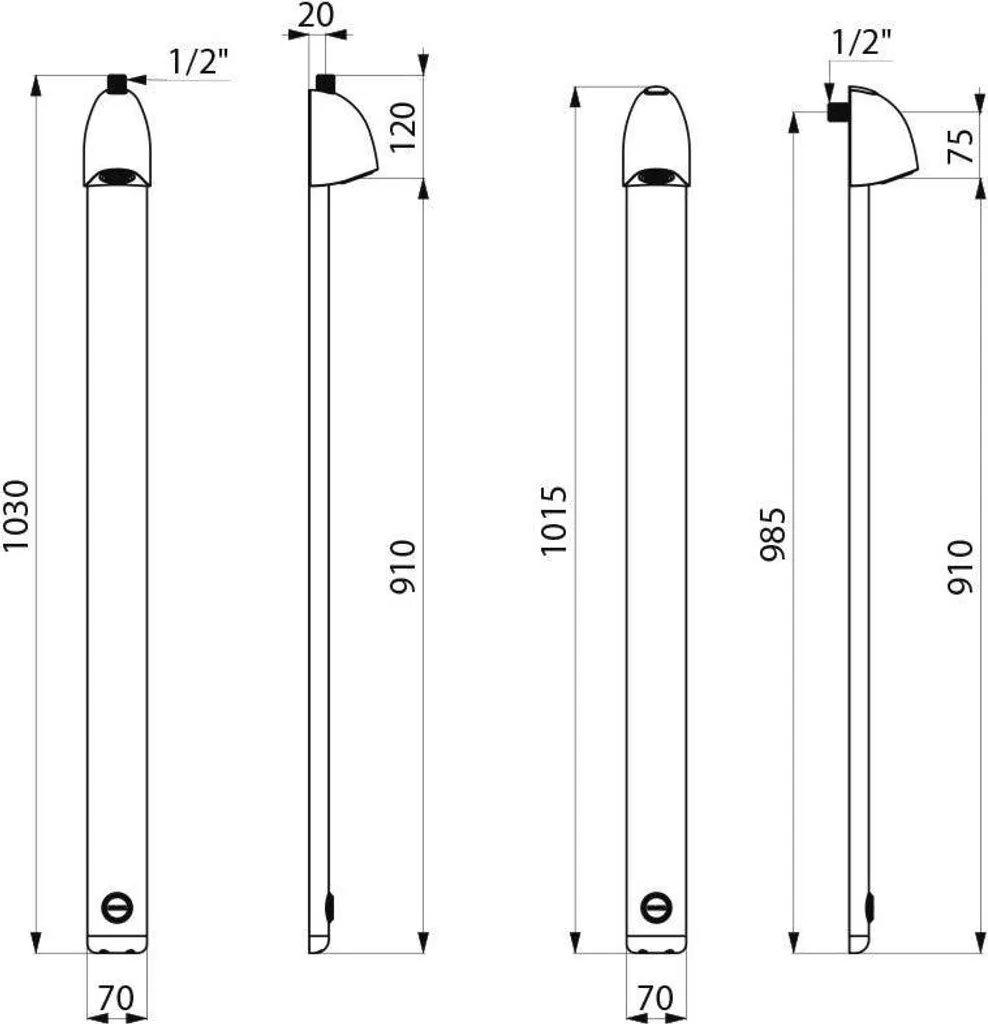 Delabie SPORTING 2 G1/2B Alu Panneau de Douche Temporisé 30s 714700