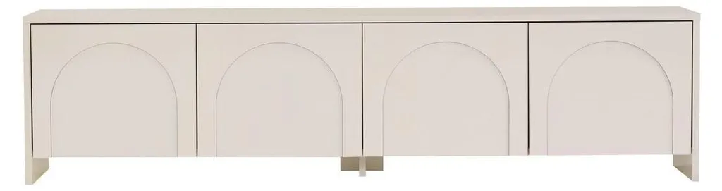 CALICOSY Meuble TV ARCADIA 4 Portes Crème L180 cm Design Contemporain