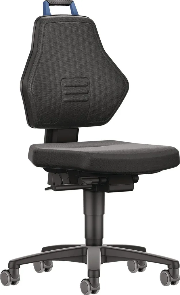 Chaise d'atelier Supertec noire avec poignée bleue hauteur 450-600 mm