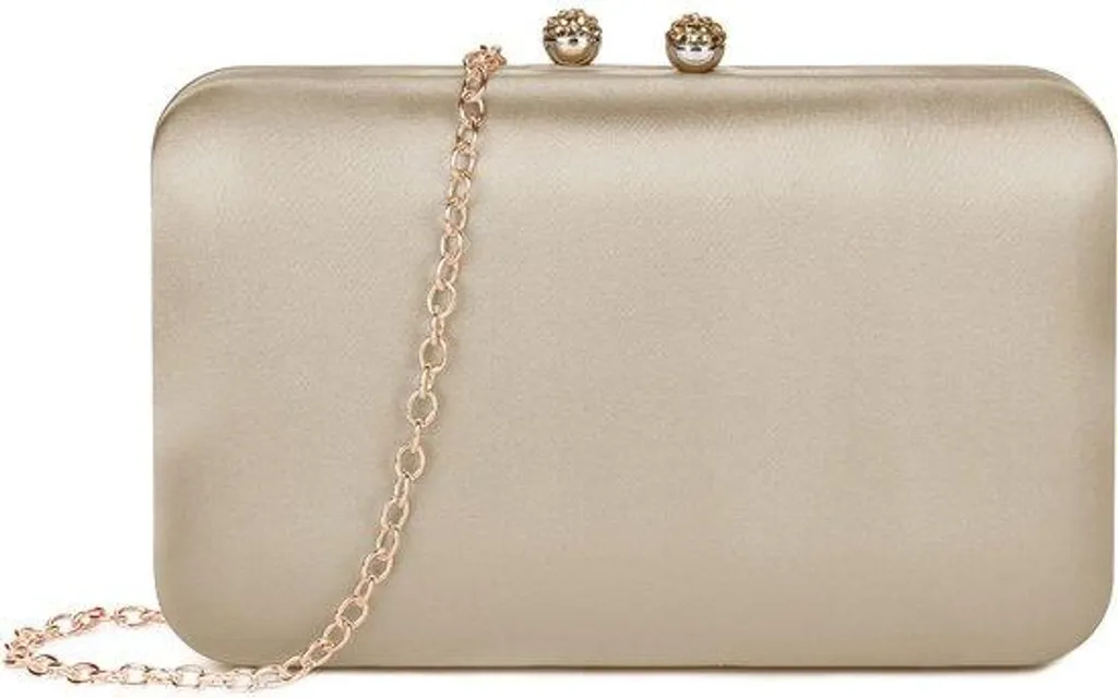 Sac de cocktail champagne et pochette habillée pour grand mariage