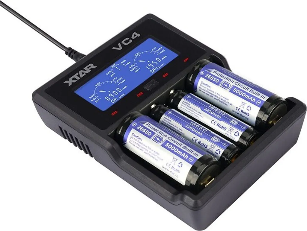 Chargeur Accu XTAR VC4 à 4 Slots avec Écran LCD et Alimentation USB Rapide - 3