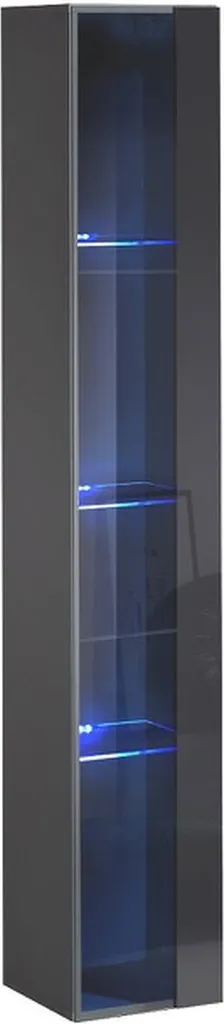 Vitrine vitrée RIONATA 6 graphite - Meuble de salon moderne élégant