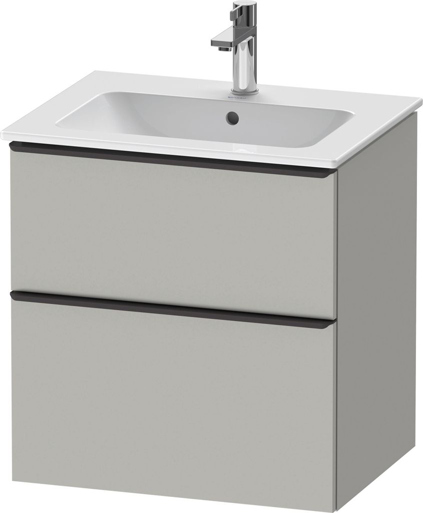 Duravit D-Neo Waschtischunterbau wandhängend, 610x625x462mm, 1 Auszug, 1 Schubkasten, mit Griff Diamantschwarz, DE43610BD070000