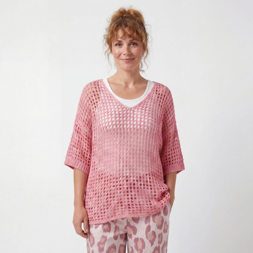Häkel Shirt Damen Sommer Oberteil Lochstrick 40 42 44 46 Produktbild 