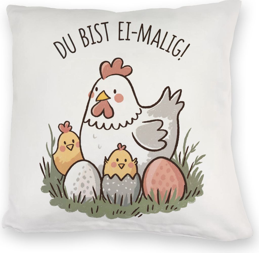 Henne mit Küken Du bist Ei-Malig! Kuschelkissen