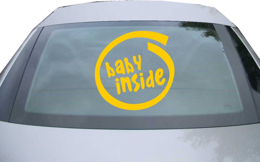 Indigos UG - Aufkleber Heckscheibe & Motorklappe DE2469 - gold - 600x599 mm - Baby inside - Auto Scheiben Fenster Heckklappe Tuning Racing JDM - Di...