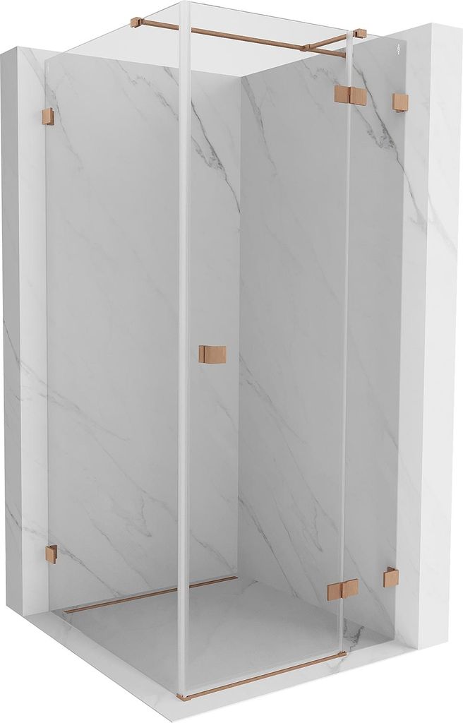 Mexen Lunar T Duschkabine rechts schwenkbar 80 x 80 , transparent, gebürstetes Kupfer - 834T-080-080-65-00-P