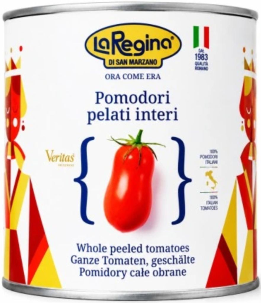 Tomates pelées San Marzano, 2,5 kg, marque La Regina Image du produit 