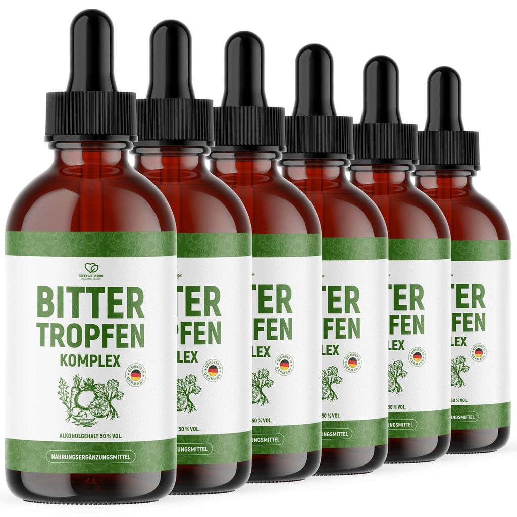 Green Nutrition Bittertropfen - natürliche Bitterstoffe aus über 20 Kräutern und Wurzeln - 6x